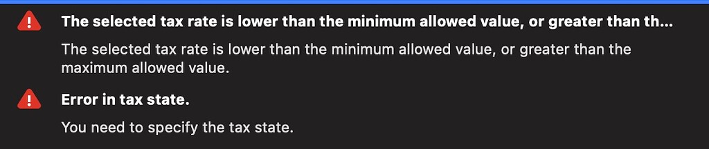 gsale tax error message